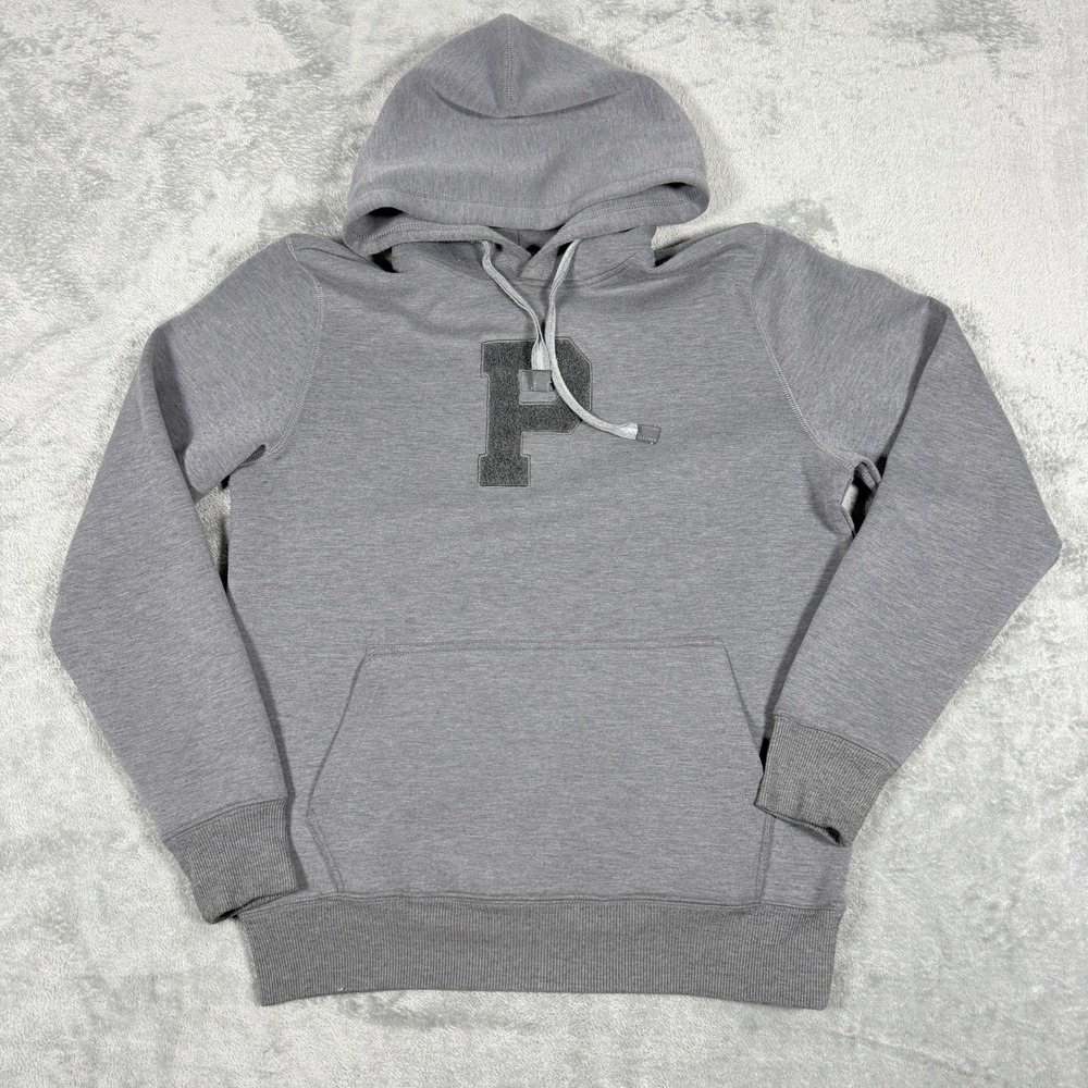 Paul Taylor Mens S Pullover Hoodie Gray Chenille P Patch Long Sleeve PT7SW